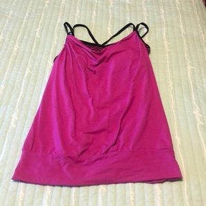 Pink & black Lucy exercise tank w/built n bra - M